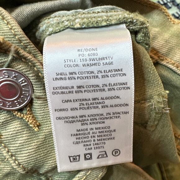 RE/DONE 70's Ultra High Rise Stove Pipe Jeans in Washed Sage Size 28 NWT - Picture 10 of 11